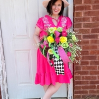 Handmade bright floral mini wreath by Wisp & Wonder Designs